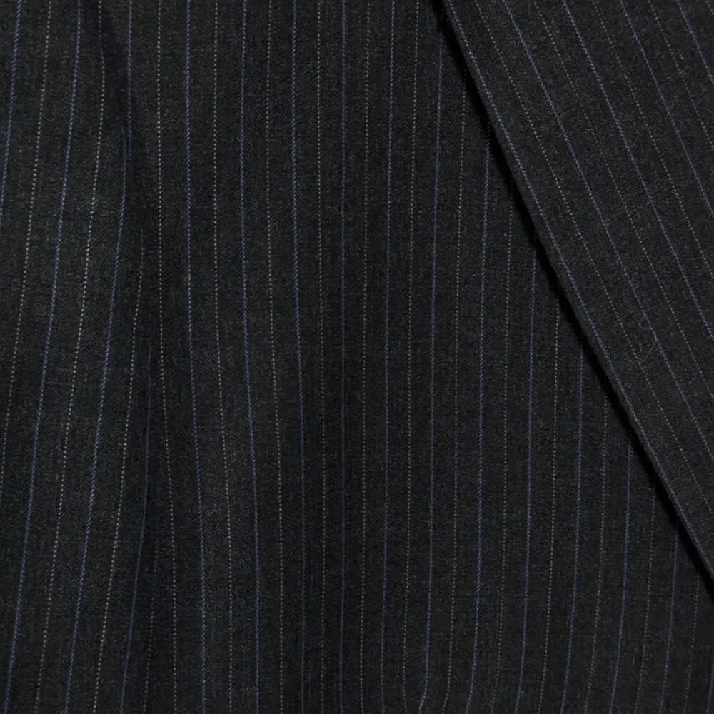 VTG Polo University by Ralph Lauren Sz 41T Black Blazer Gray Blue Pinstripes BUT